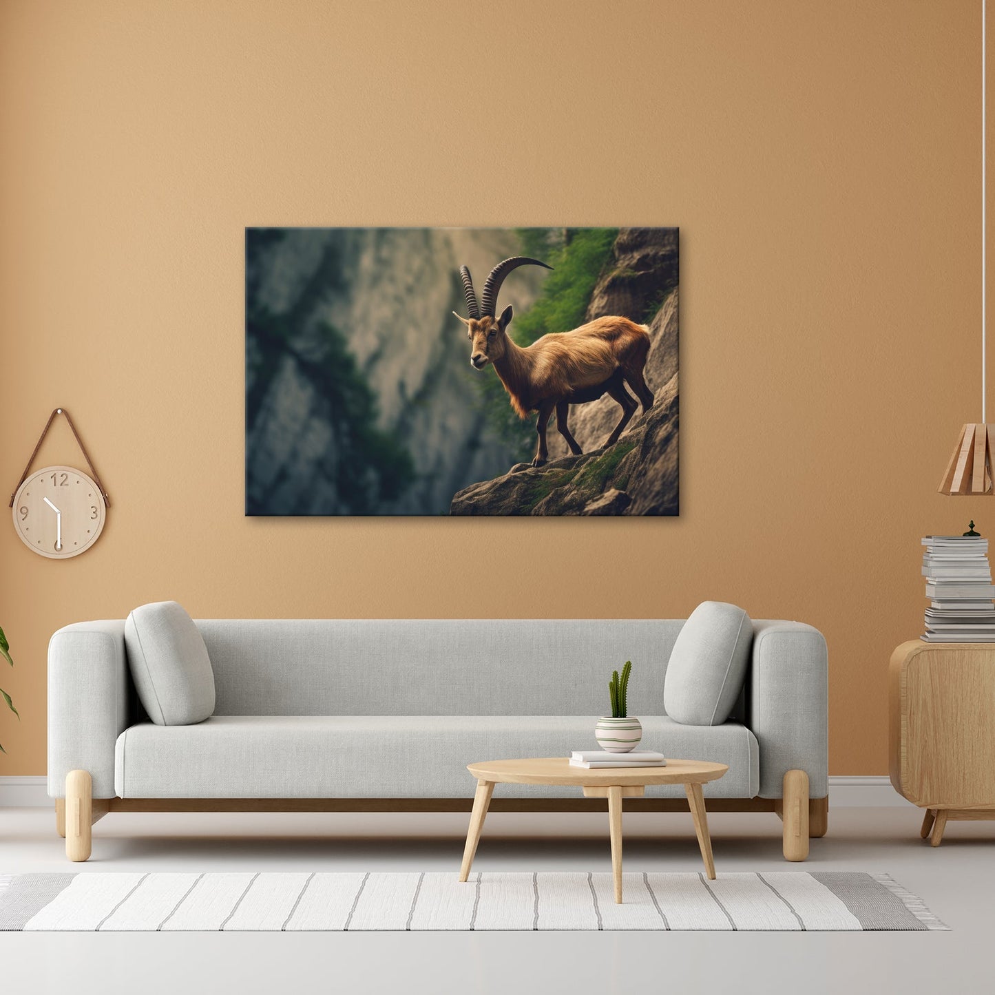Leinwandbild Steinbock trotzt der Steilwand – ein König der Felsenwelt. - deyoli