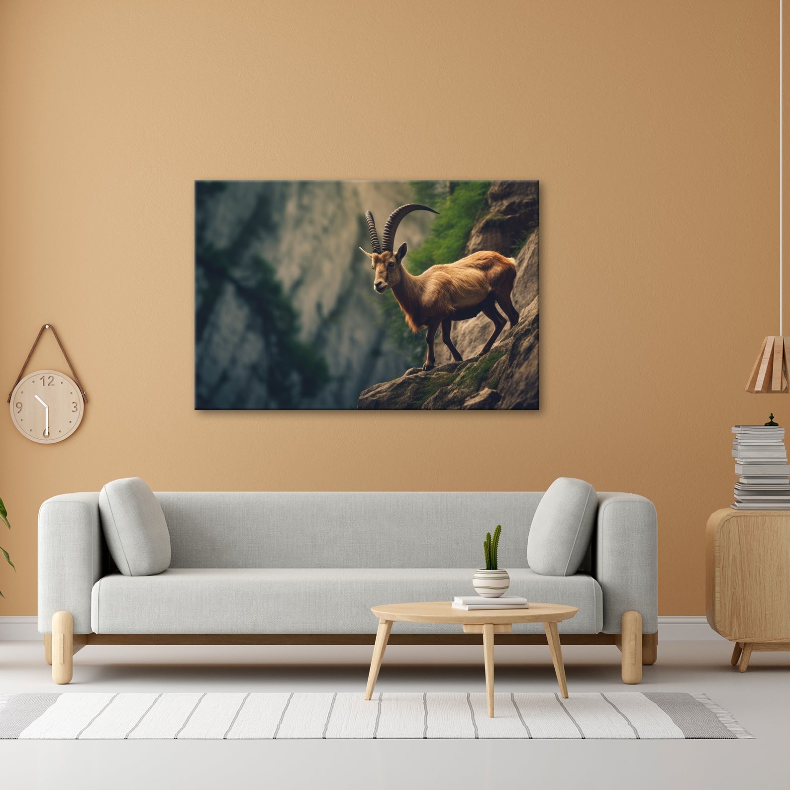 Leinwandbild Steinbock trotzt der Steilwand – ein König der Felsenwelt. - deyoli