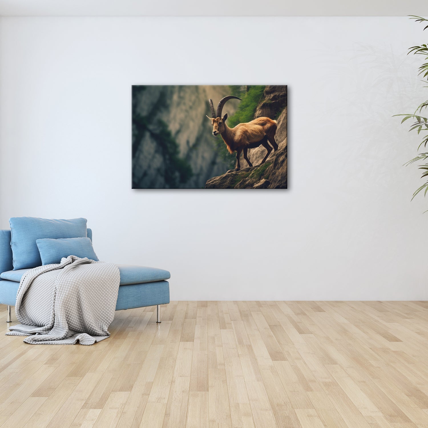 Leinwandbild Steinbock trotzt der Steilwand – ein König der Felsenwelt. - deyoli