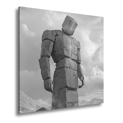 Leinwandbild Steinerner Gigant mit leuchtendem Kern eisige Einsamkeit XXL – Fantasy - deyoli