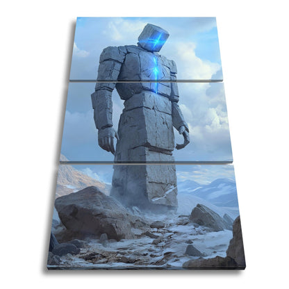 Leinwandbild Steinerner Gigant mit leuchtendem Kern eisige Einsamkeit XXL – Fantasy - deyoli