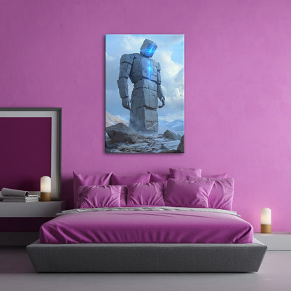 Leinwandbild Steinerner Gigant mit leuchtendem Kern eisige Einsamkeit XXL – Fantasy - deyoli