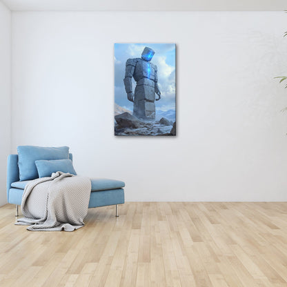 Leinwandbild Steinerner Gigant mit leuchtendem Kern eisige Einsamkeit XXL – Fantasy - deyoli