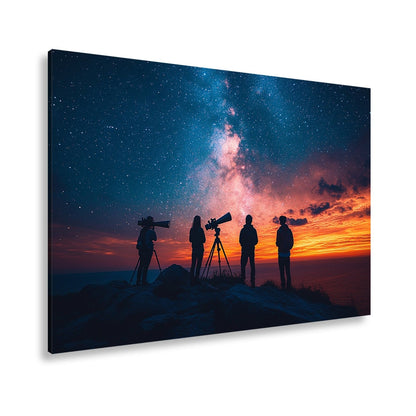 Leinwandbild Sternenhimmel und Silhouetten vereint im kosmischen Staunen - deyoli