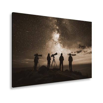 Leinwandbild Sternenhimmel und Silhouetten vereint im kosmischen Staunen - deyoli