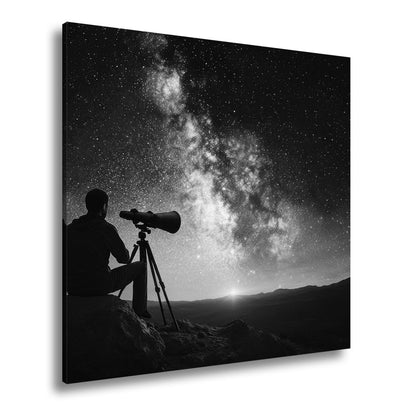 Leinwandbild Sternenhimmel XXL – Sternenwunder über einsamem Himmelsbeobachter - deyoli
