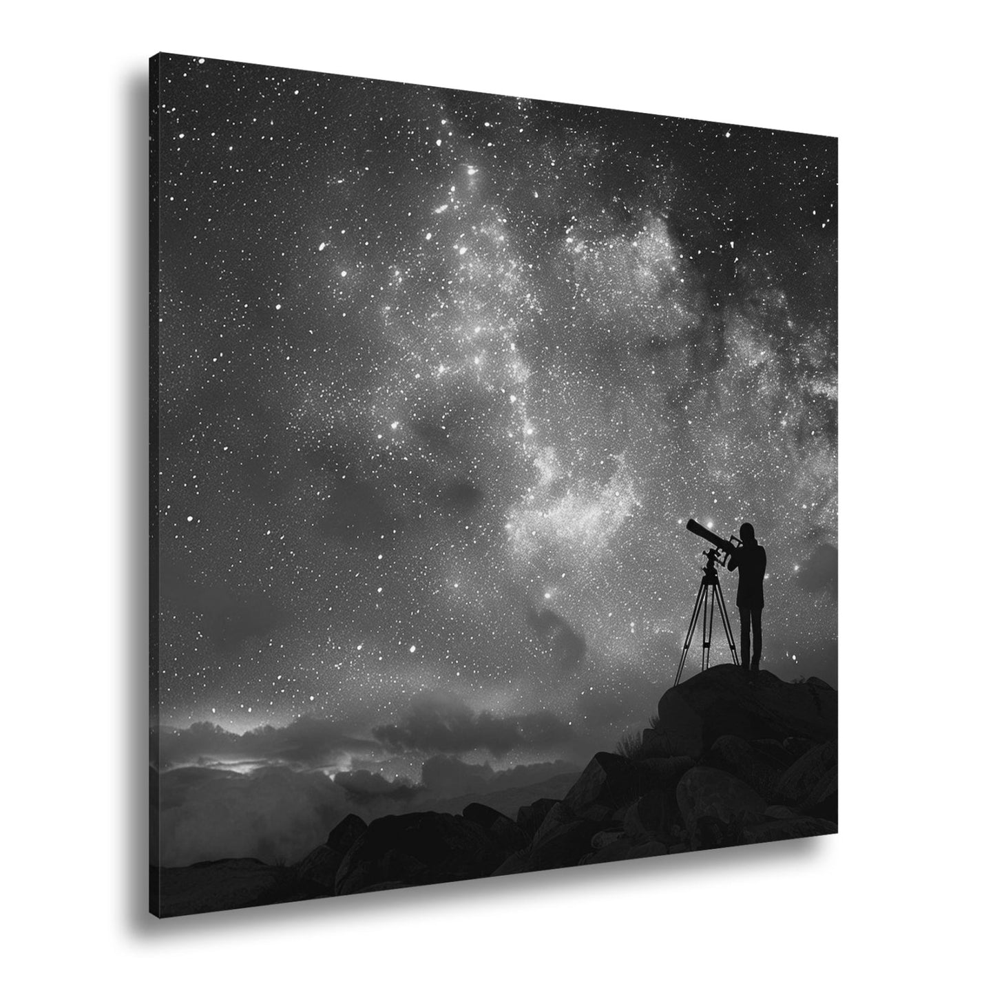 Leinwandbild Sternenklare Nacht, ein Beobachter verliert sich im Universum - deyoli