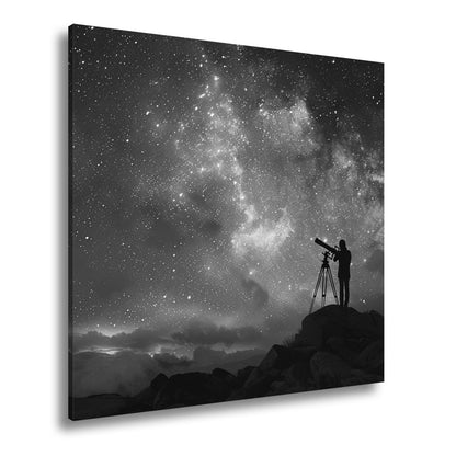 Leinwandbild Sternenklare Nacht, ein Beobachter verliert sich im Universum - deyoli