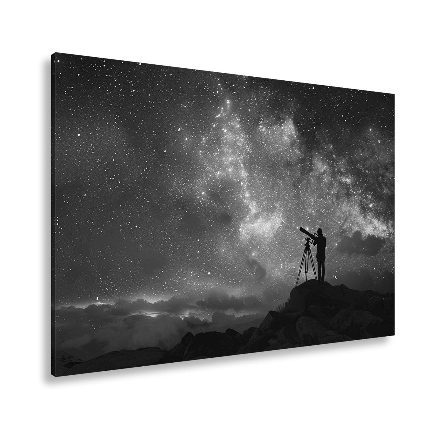 Leinwandbild Sternenklare Nacht, ein Beobachter verliert sich im Universum - deyoli
