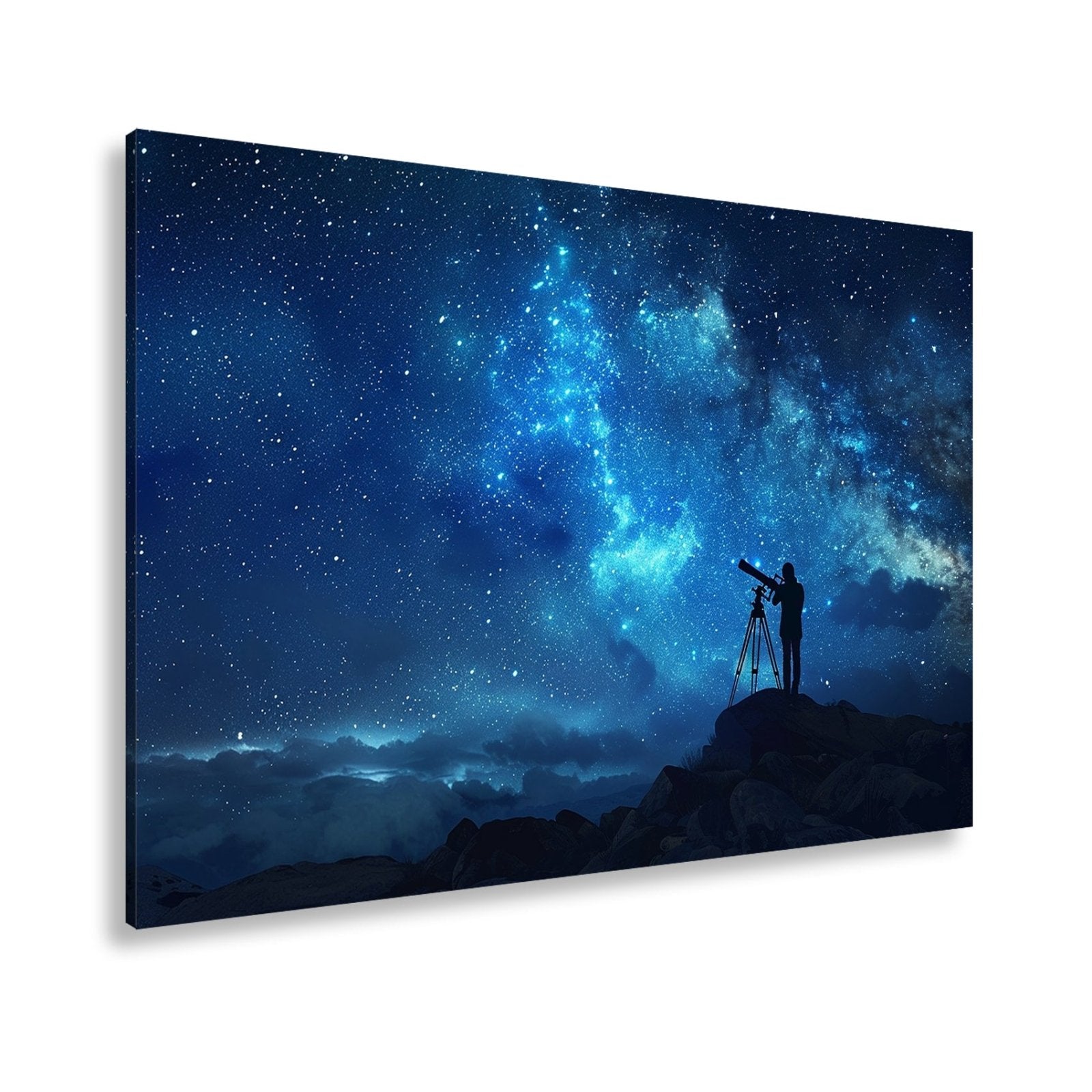 Leinwandbild Sternenklare Nacht, ein Beobachter verliert sich im Universum - deyoli