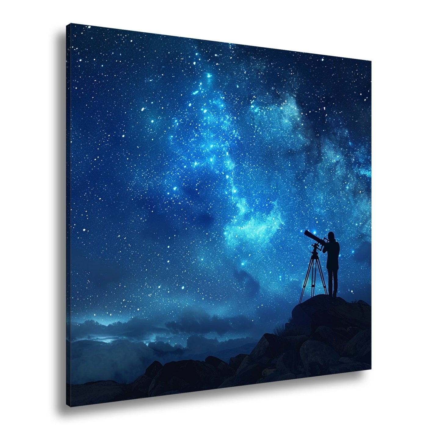 Leinwandbild Sternenklare Nacht, ein Beobachter verliert sich im Universum - deyoli
