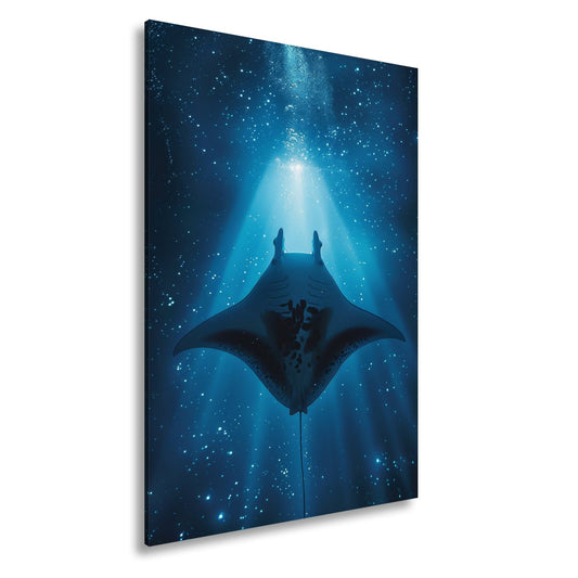 Leinwandbild Sternenlicht und Tiefe – Tanz des Mantas XXL - deyoli