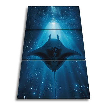 Leinwandbild Sternenlicht und Tiefe – Tanz des Mantas XXL - deyoli