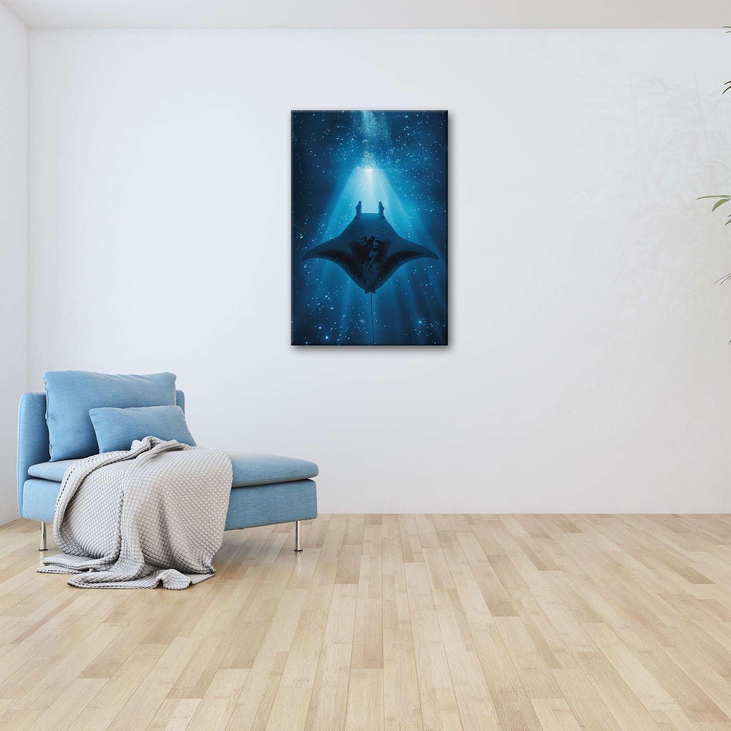 Leinwandbild Sternenlicht und Tiefe – Tanz des Mantas XXL - deyoli
