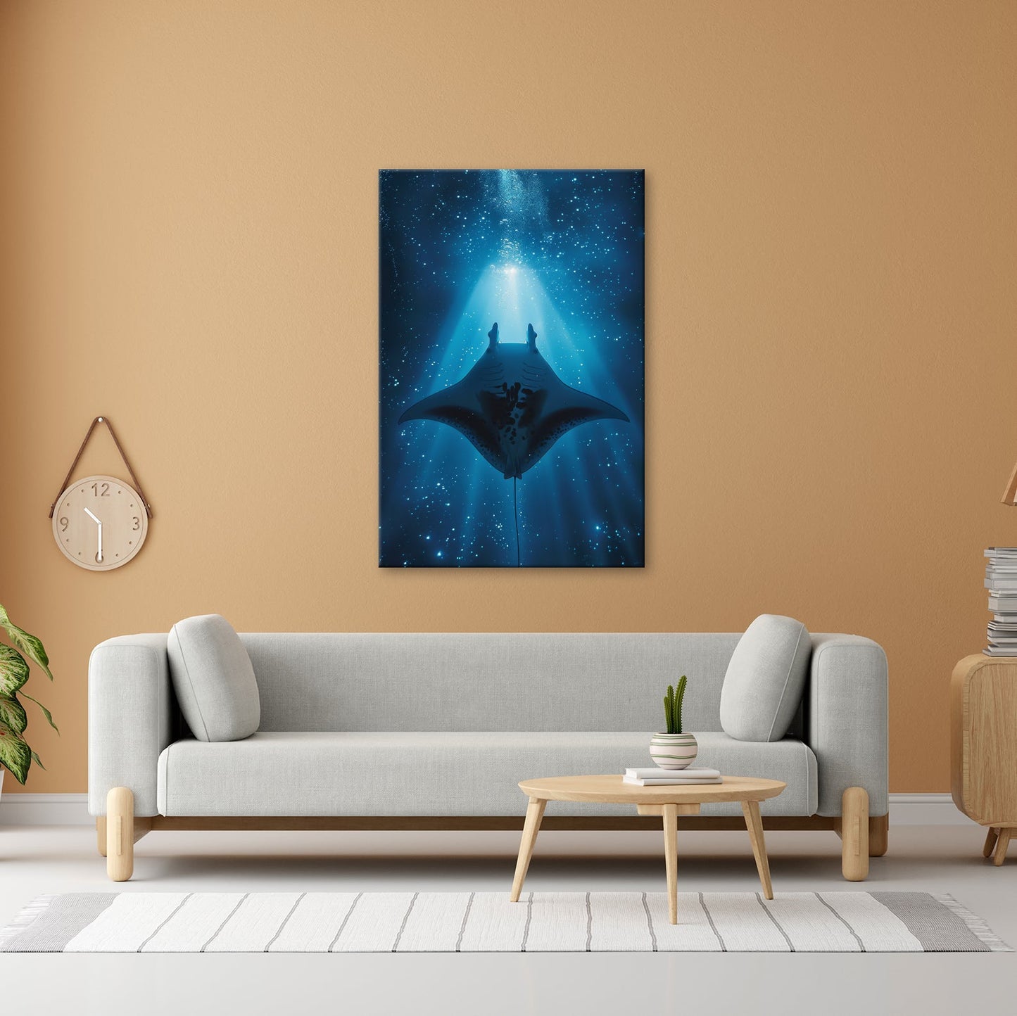 Leinwandbild Sternenlicht und Tiefe – Tanz des Mantas XXL - deyoli