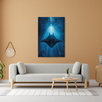 Leinwandbild Sternenlicht und Tiefe – Tanz des Mantas XXL - deyoli