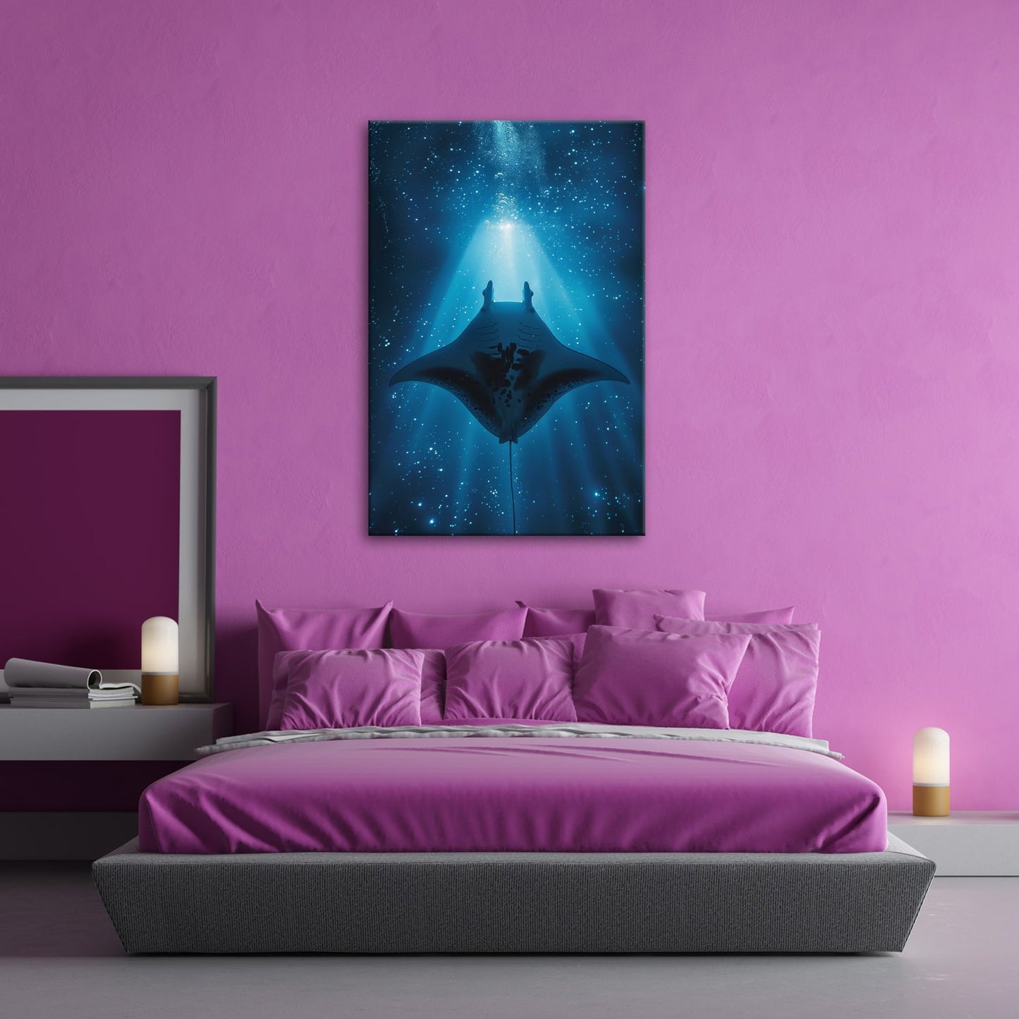 Leinwandbild Sternenlicht und Tiefe – Tanz des Mantas XXL - deyoli