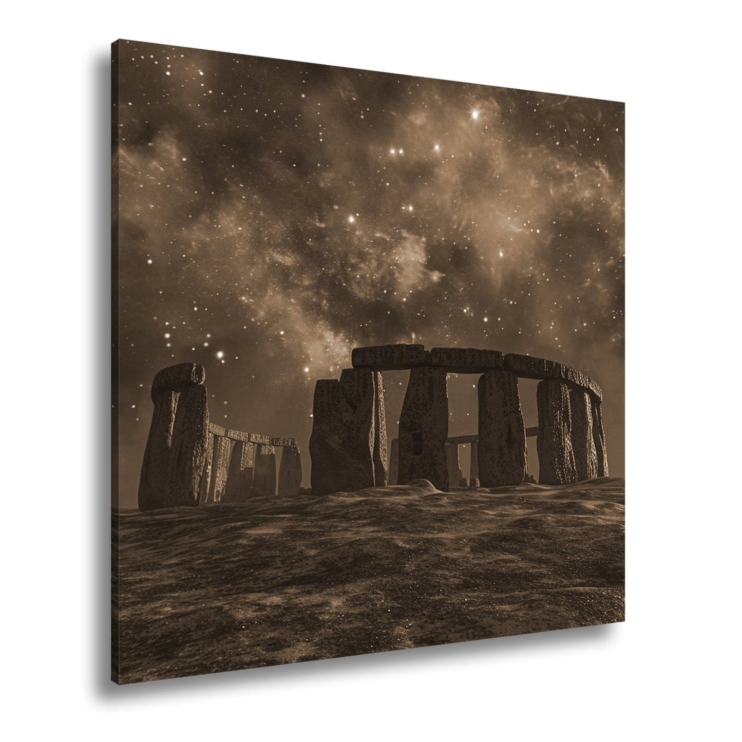 Leinwandbild Sternennacht über Steinen – Stonehenge trifft auf das Universum. - deyoli