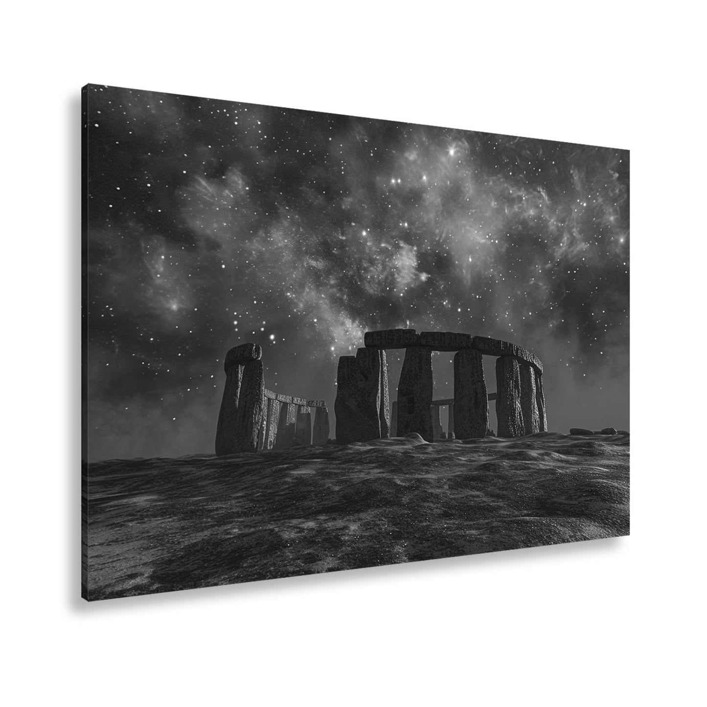 Leinwandbild Sternennacht über Steinen – Stonehenge trifft auf das Universum. - deyoli