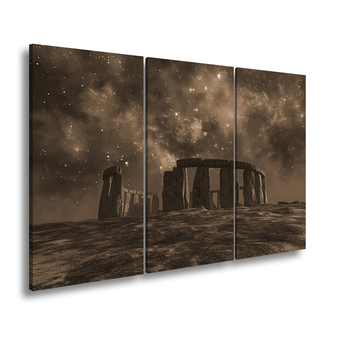 Leinwandbild Sternennacht über Steinen – Stonehenge trifft auf das Universum. - deyoli