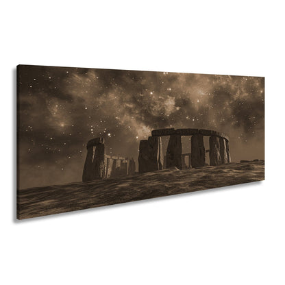 Leinwandbild Sternennacht über Steinen – Stonehenge trifft auf das Universum. - deyoli