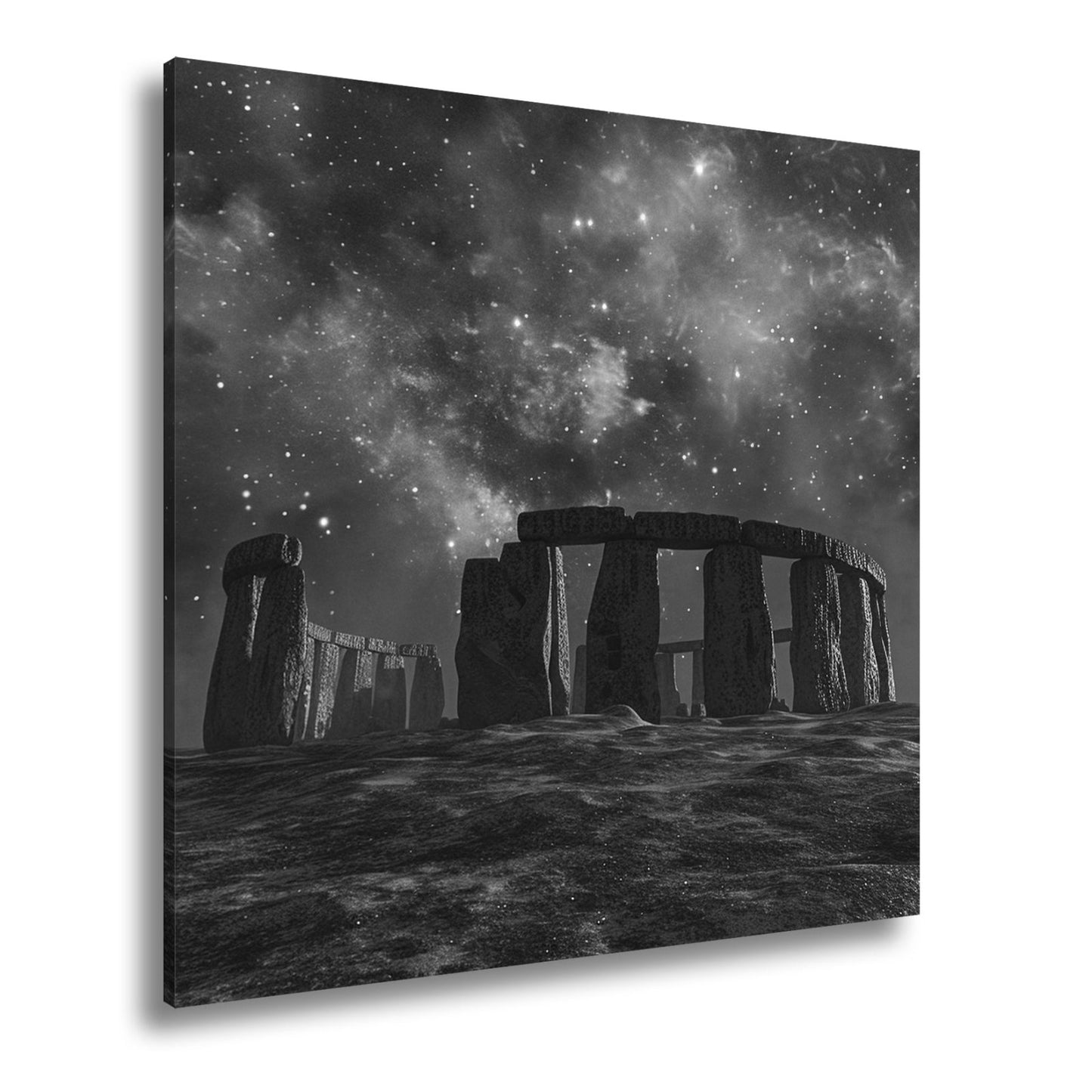 Leinwandbild Sternennacht über Steinen – Stonehenge trifft auf das Universum. - deyoli