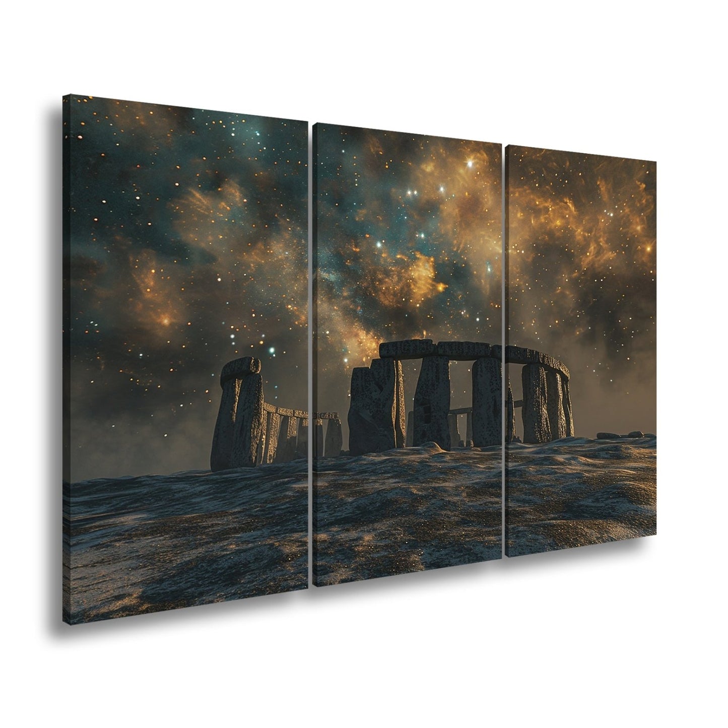 Leinwandbild Sternennacht über Steinen – Stonehenge trifft auf das Universum. - deyoli
