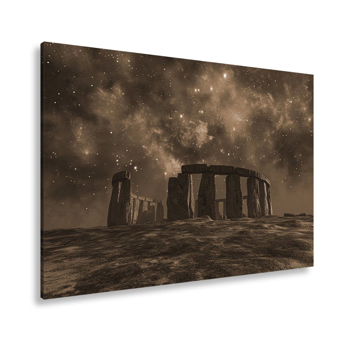 Leinwandbild Sternennacht über Steinen – Stonehenge trifft auf das Universum. - deyoli