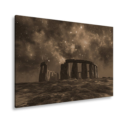 Leinwandbild Sternennacht über Steinen – Stonehenge trifft auf das Universum. - deyoli