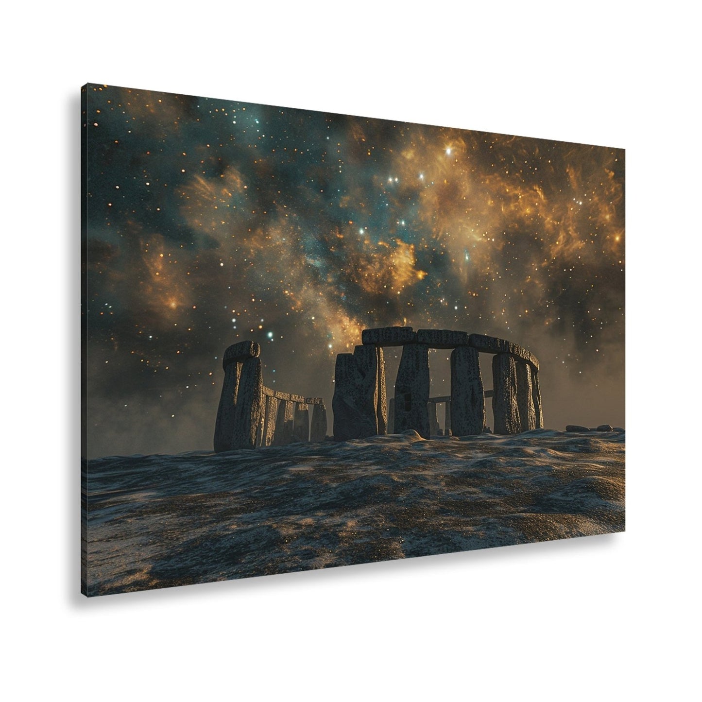 Leinwandbild Sternennacht über Steinen – Stonehenge trifft auf das Universum. - deyoli