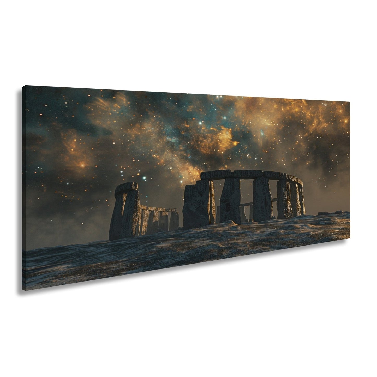 Leinwandbild Sternennacht über Steinen – Stonehenge trifft auf das Universum. - deyoli