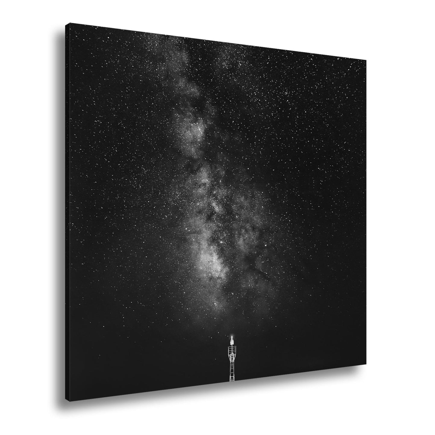 Leinwandbild Sternentor aus Licht über stiller Küste - deyoli