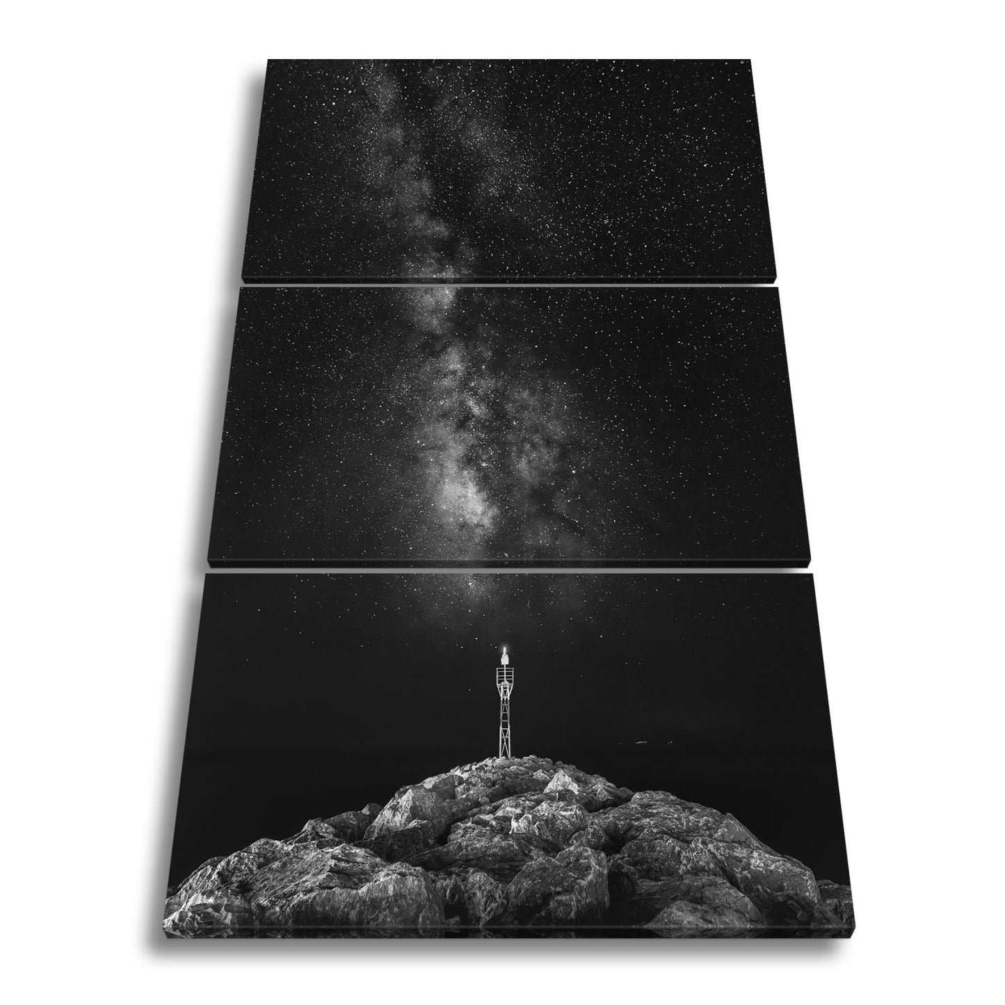 Leinwandbild Sternentor aus Licht über stiller Küste - deyoli