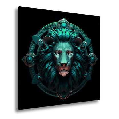 Leinwandbild Sternzeichen Majestätischer Löwe mit kraftvoller Präsenz - deyoli