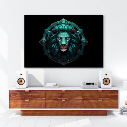 Leinwandbild Sternzeichen Majestätischer Löwe mit kraftvoller Präsenz - deyoli