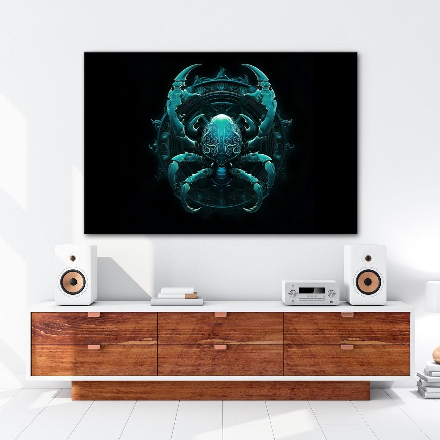 Leinwandbild Sternzeichen Mystischer Skorpion in leuchtender Ornamentik - deyoli