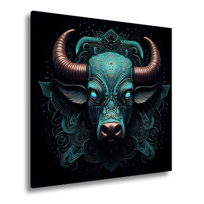 Leinwandbild Sternzeichen Stier mit detailreichem Tribal - Design - deyoli
