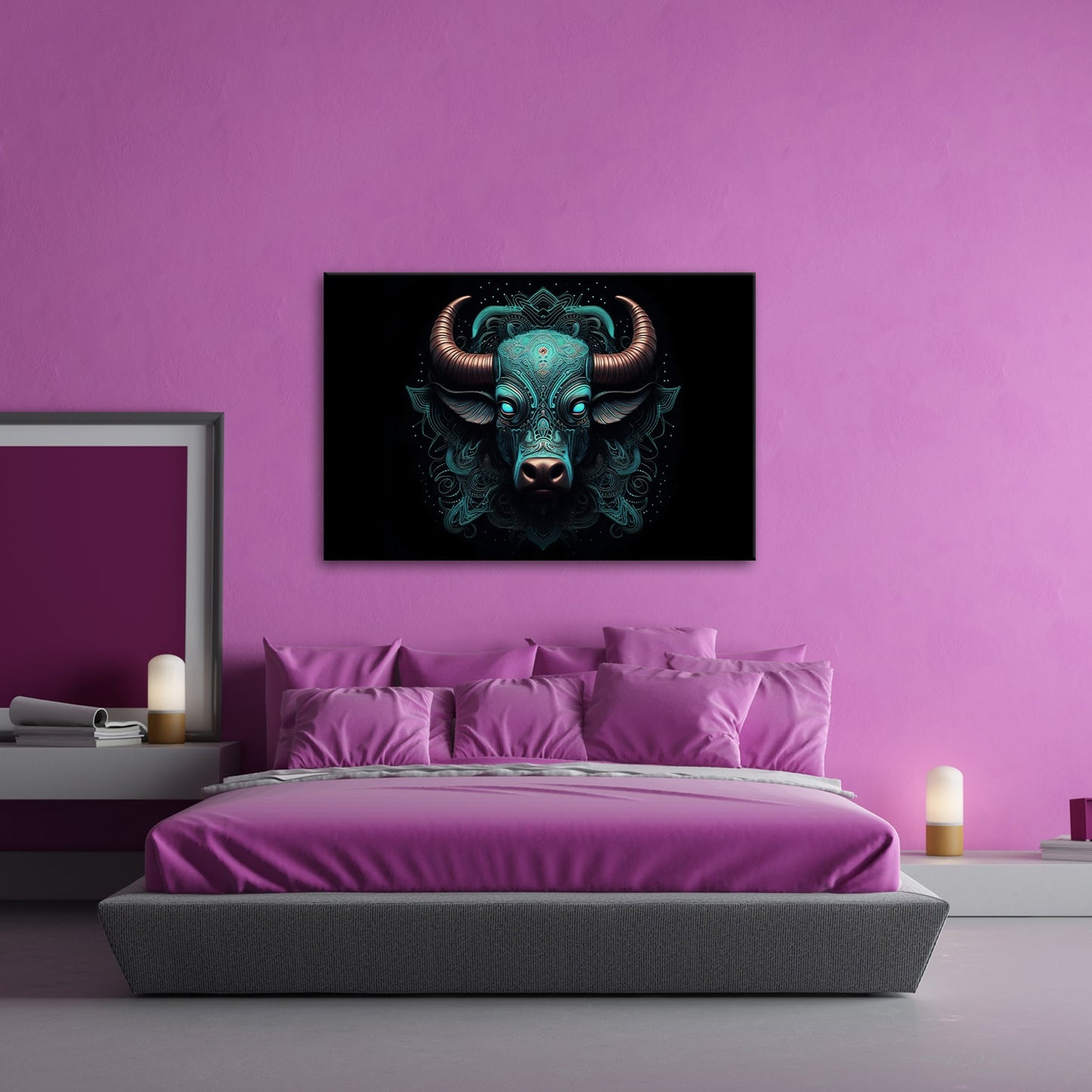 Leinwandbild Sternzeichen Stier mit detailreichem Tribal - Design - deyoli