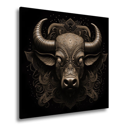 Leinwandbild Sternzeichen Stier mit detailreichem Tribal - Design - deyoli