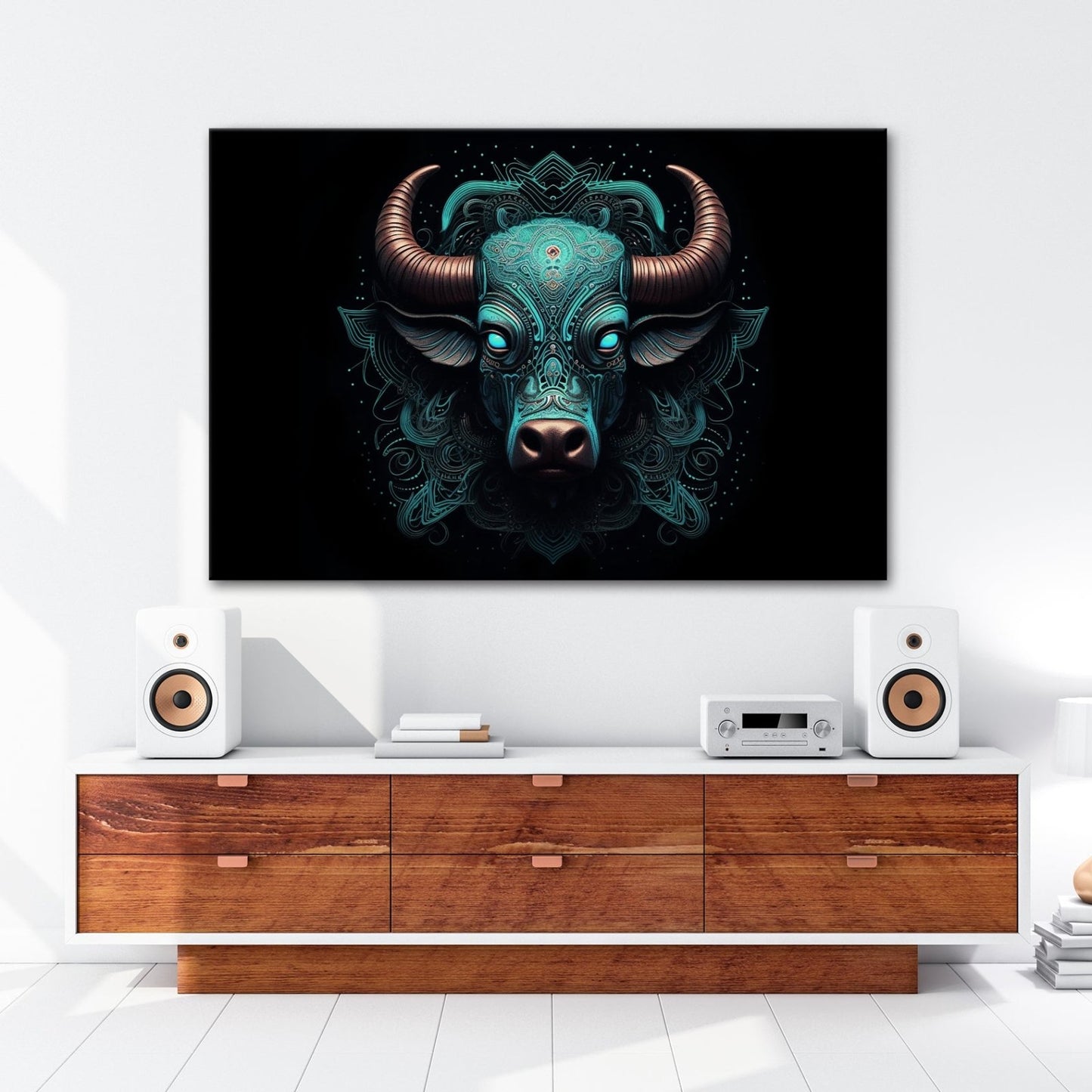 Leinwandbild Sternzeichen Stier mit detailreichem Tribal - Design - deyoli