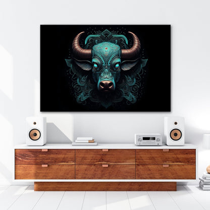 Leinwandbild Sternzeichen Stier mit detailreichem Tribal - Design - deyoli