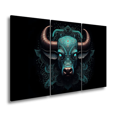 Leinwandbild Sternzeichen Stier mit detailreichem Tribal - Design - deyoli