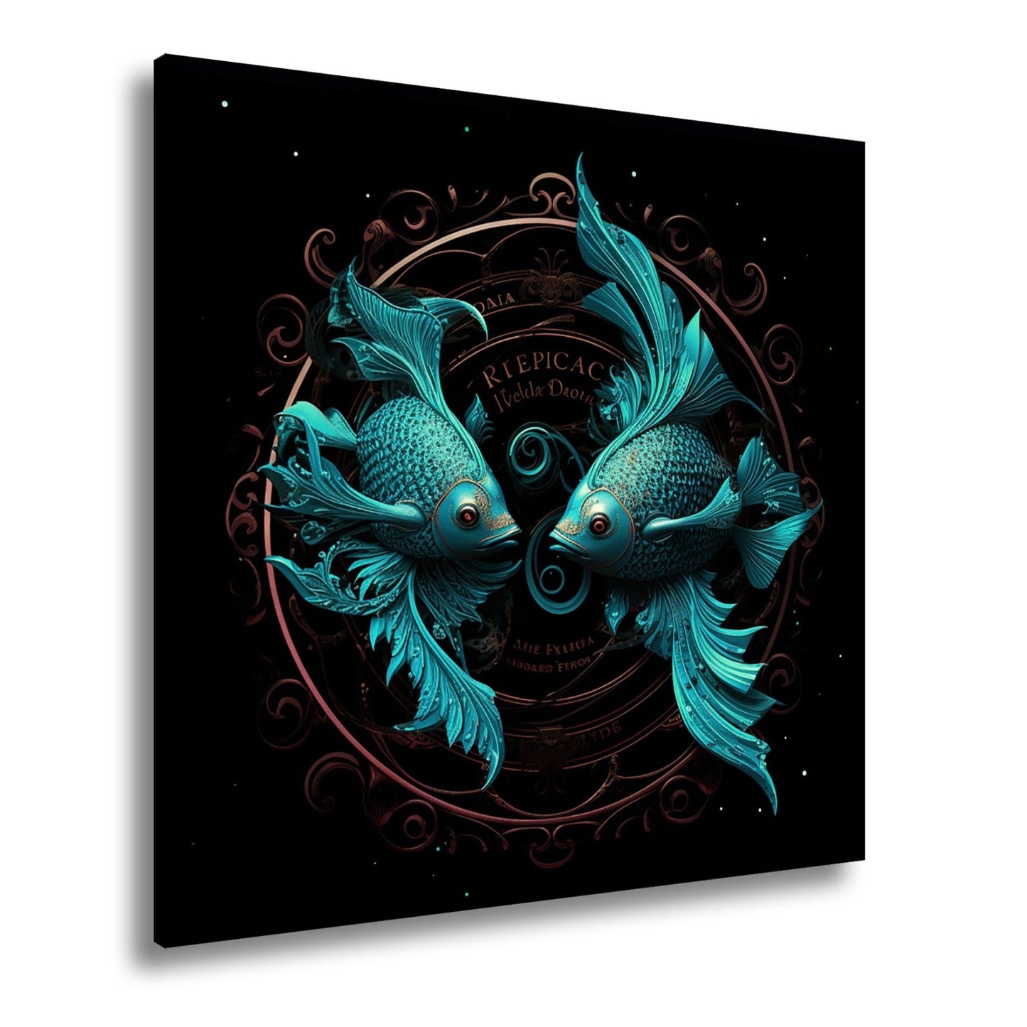 Leinwandbild Sternzeichen Zwei Fische in harmonischer, kunstvoller Symmetrie - deyoli