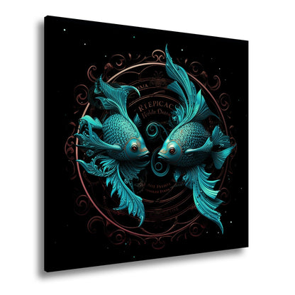 Leinwandbild Sternzeichen Zwei Fische in harmonischer, kunstvoller Symmetrie - deyoli
