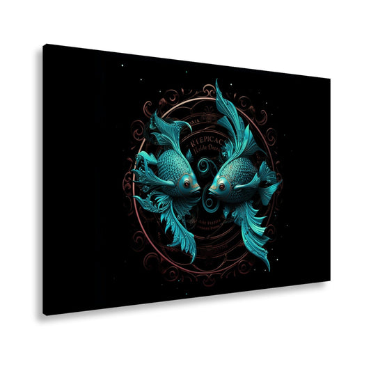Leinwandbild Sternzeichen Zwei Fische in harmonischer, kunstvoller Symmetrie - deyoli