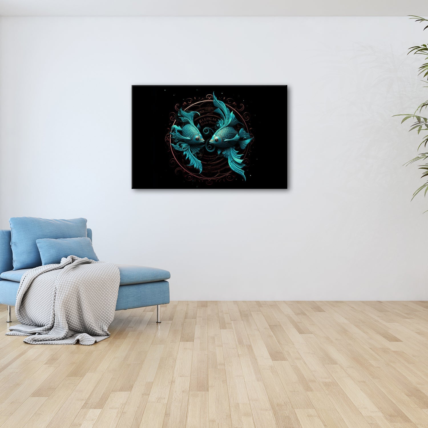 Leinwandbild Sternzeichen Zwei Fische in harmonischer, kunstvoller Symmetrie - deyoli