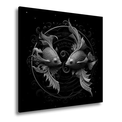 Leinwandbild Sternzeichen Zwei Fische in harmonischer, kunstvoller Symmetrie - deyoli