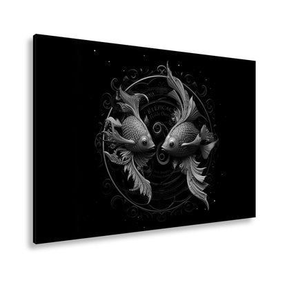 Leinwandbild Sternzeichen Zwei Fische in harmonischer, kunstvoller Symmetrie - deyoli