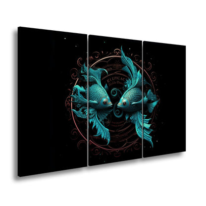 Leinwandbild Sternzeichen Zwei Fische in harmonischer, kunstvoller Symmetrie - deyoli