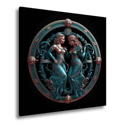 Leinwandbild Sternzeichen Zwillinge in kunstvoller, symmetrischer Darstellung - deyoli